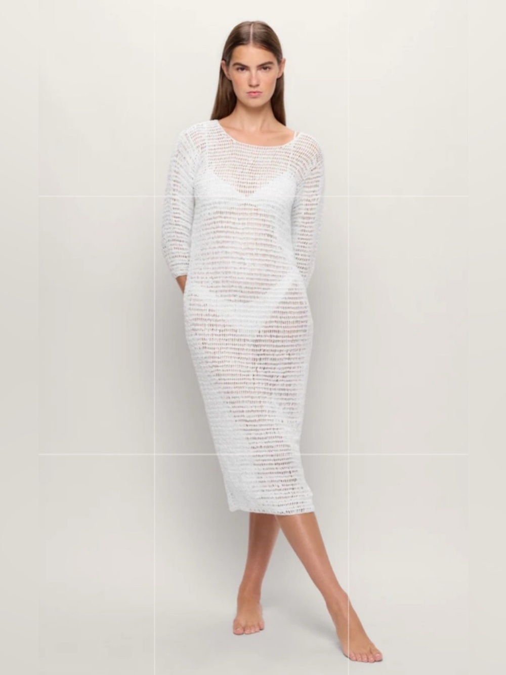MIKOH ❤️‍🔥 SERAFINA DRESS NWT CROCHET MIDI IN BONE SIZE 1